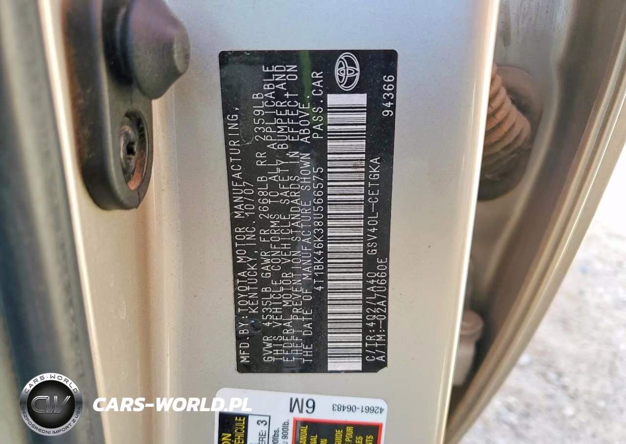2008 Toyota Camry Xle V6 VIN:4T1BK46K38U566575 - 13