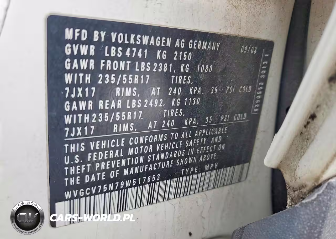 2009 Volkswagen Tiguan S VIN:WVGCV75N79W517653 - 13