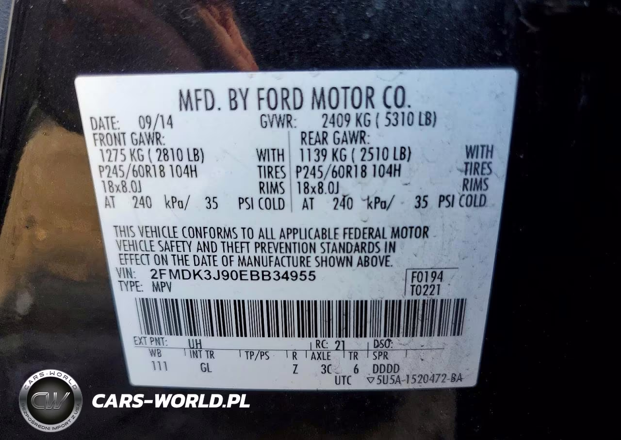 2014 Ford Edge Sel VIN:2FMDK3J90EBB34955 - 13