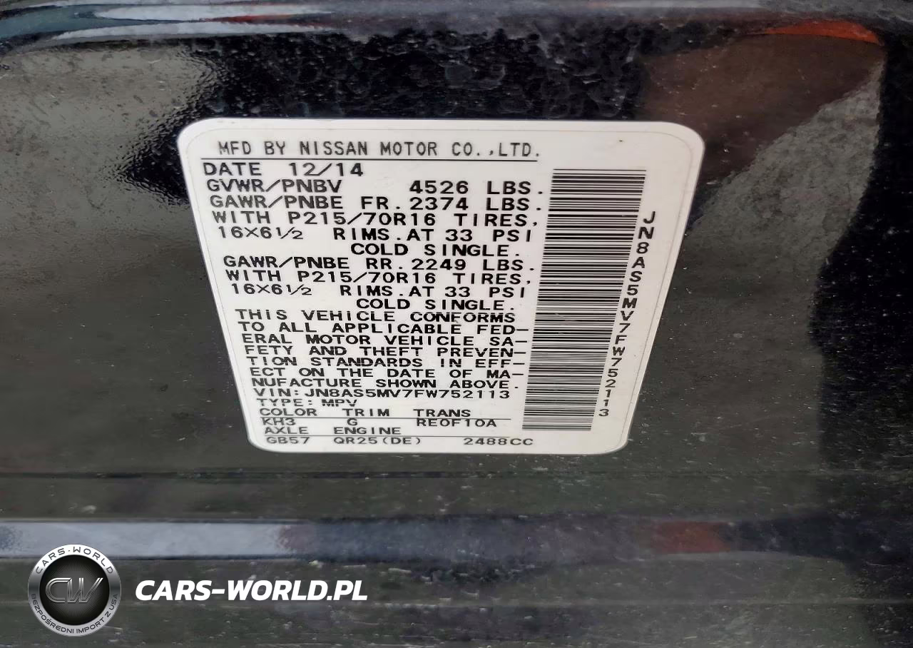 2015 Nissan Rogue Select S VIN:JN8AS5MV7FW752113 - 13
