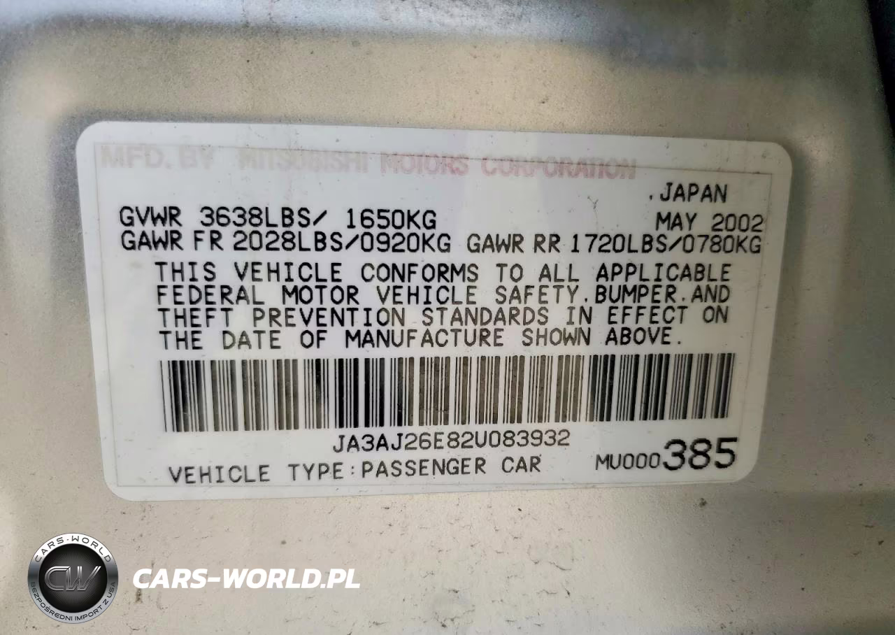 2002 Mitsubishi Lancer Es VIN:JA3AJ26E82U083932 - 12