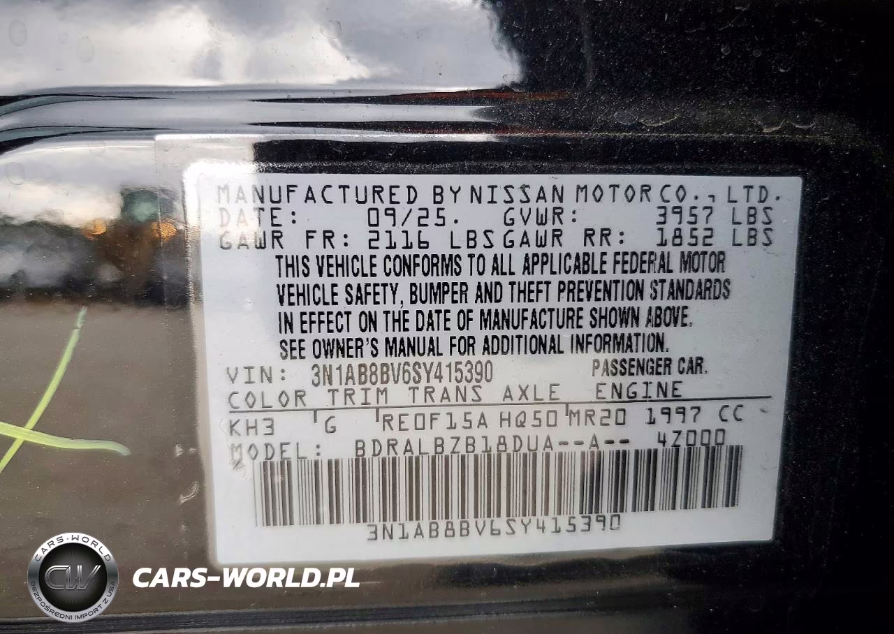 2025 Nissan Sentra S VIN:3N1AB8BV6SY415390 - 12