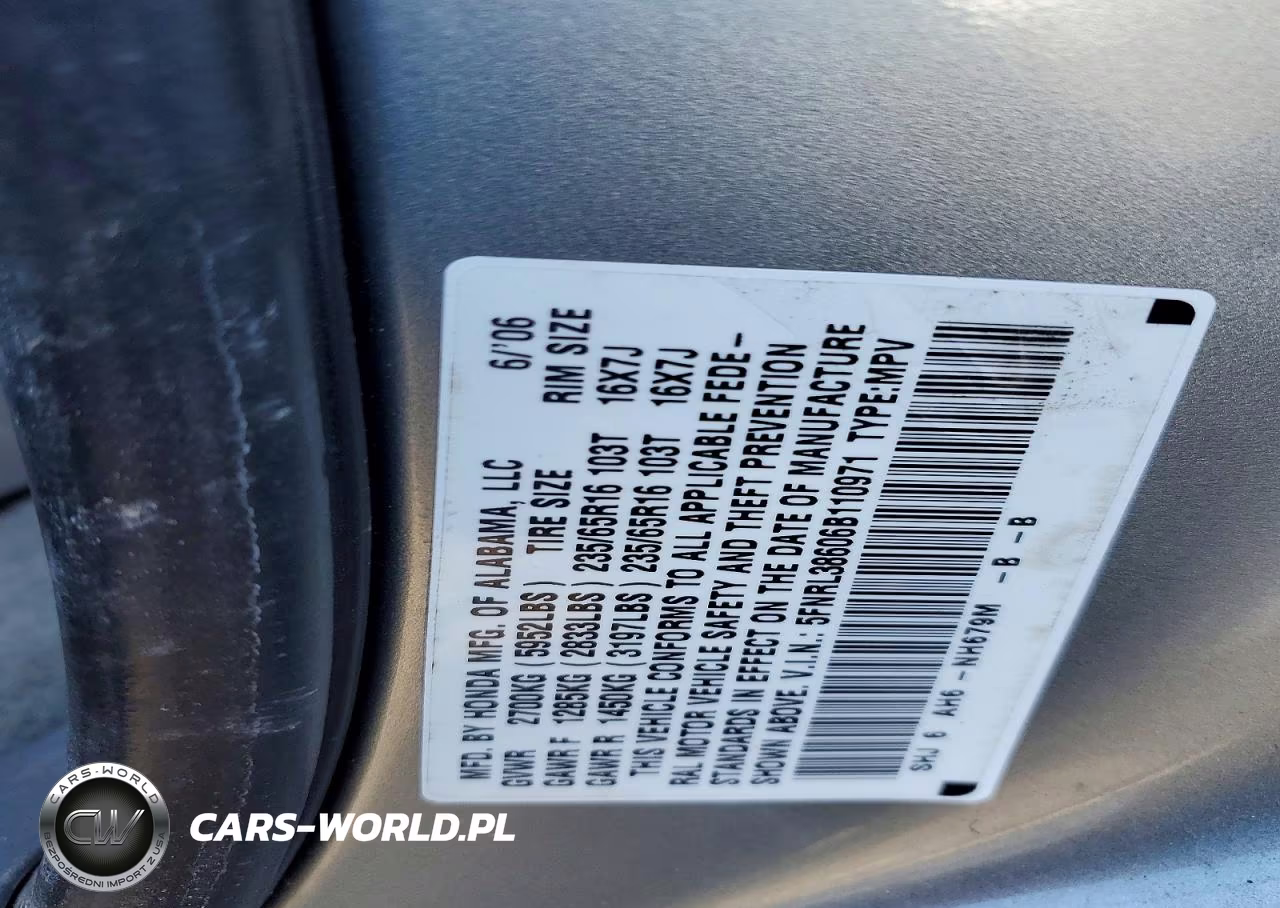 2006 Honda Odyssey Exl VIN:5FNRL38606B110971 - 14