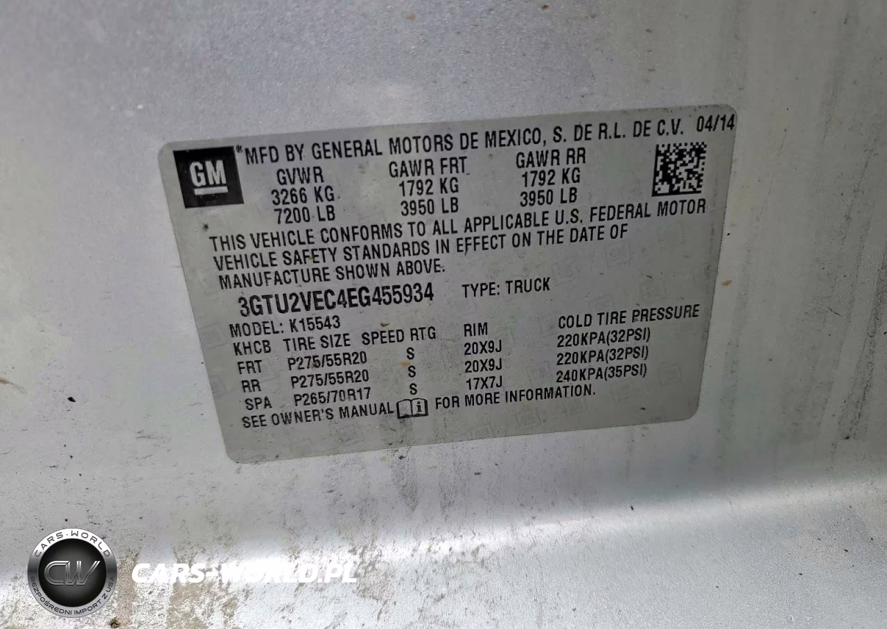 2014 GMC Sierra K1500 Slt VIN:3GTU2VEC4EG455934 - 12