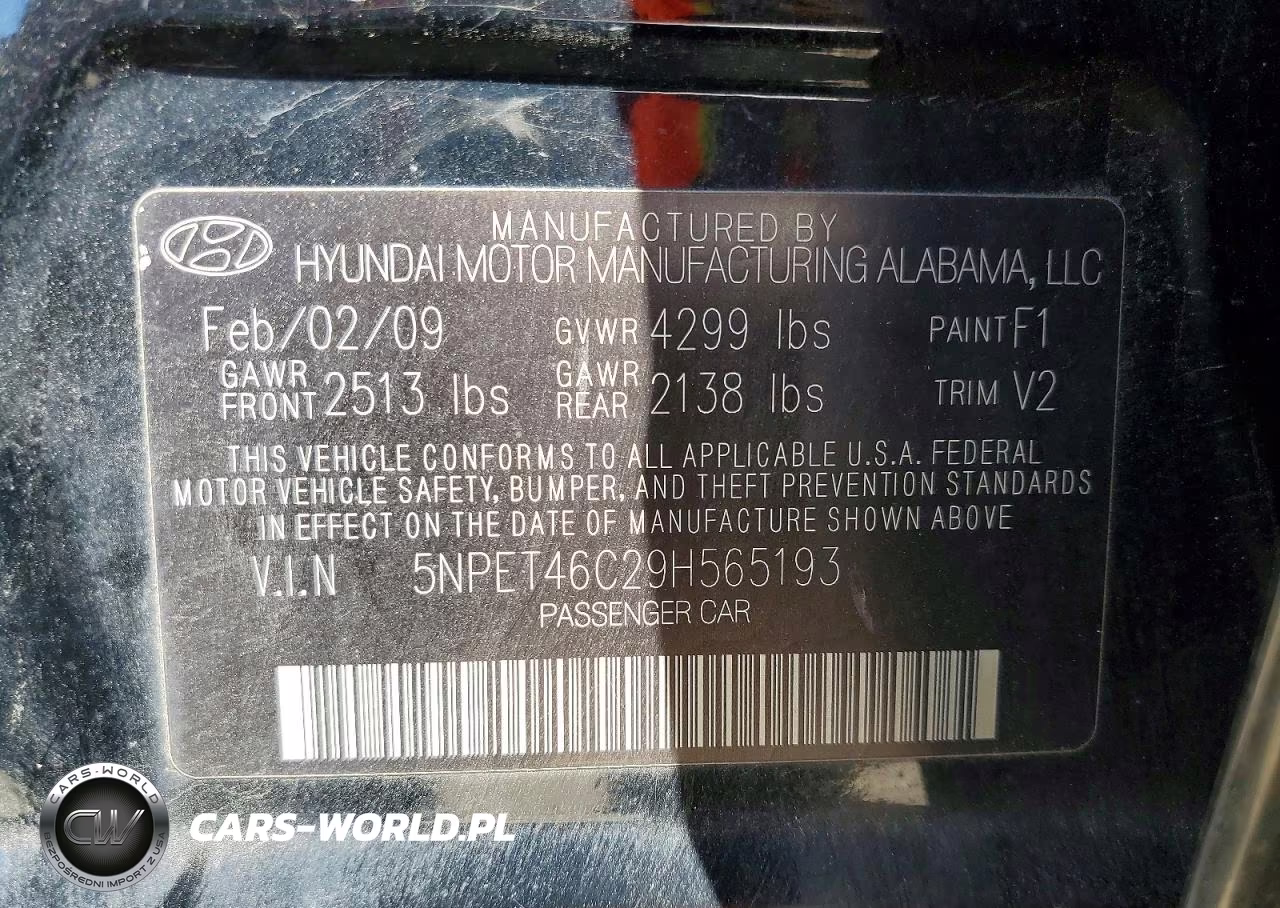 2009 Hyundai Sonata Gls VIN:5NPET46C29H565193 - 12