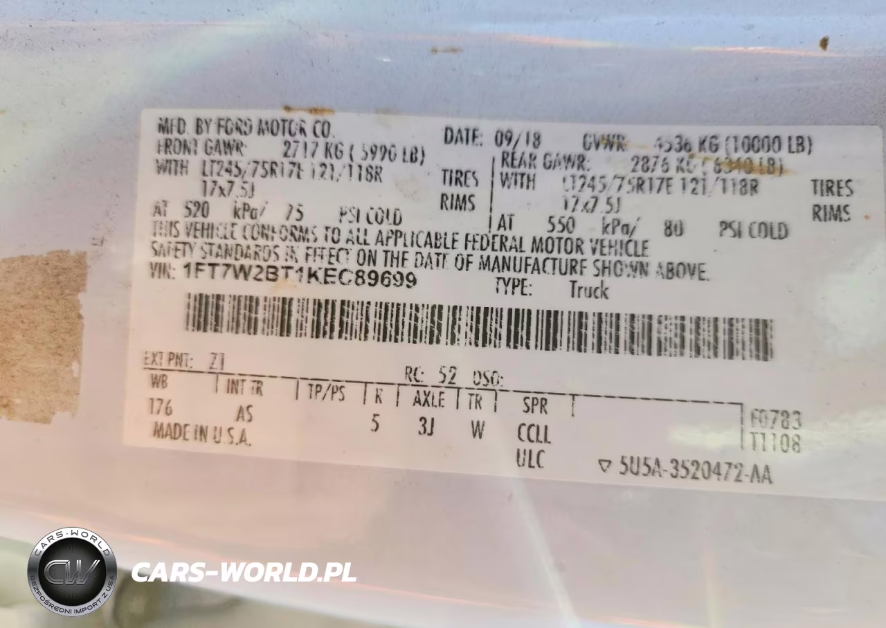 2019 Ford F250 Super Duty VIN:1FT7W2BT1KEC89699 - 12
