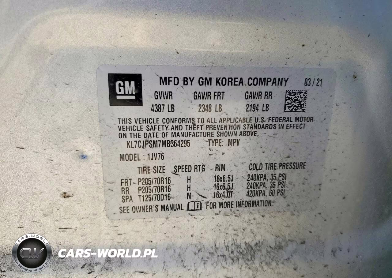 2021 Chevrolet Trax 1Lt VIN:KL7CJPSM7MB364295 - 13