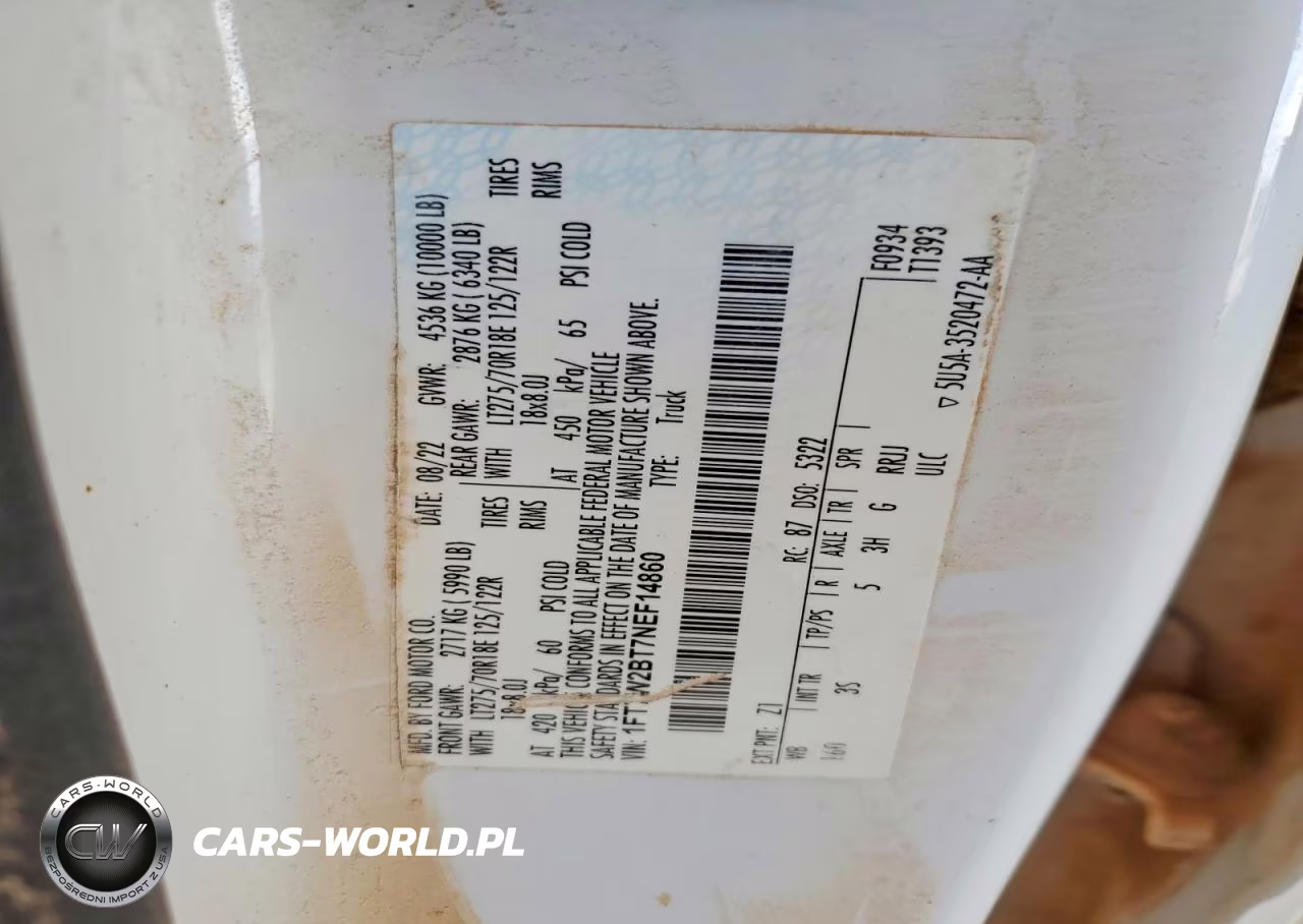 2022 Ford F250 Super Duty VIN:1FT7W2BT7NEF14860 - 12
