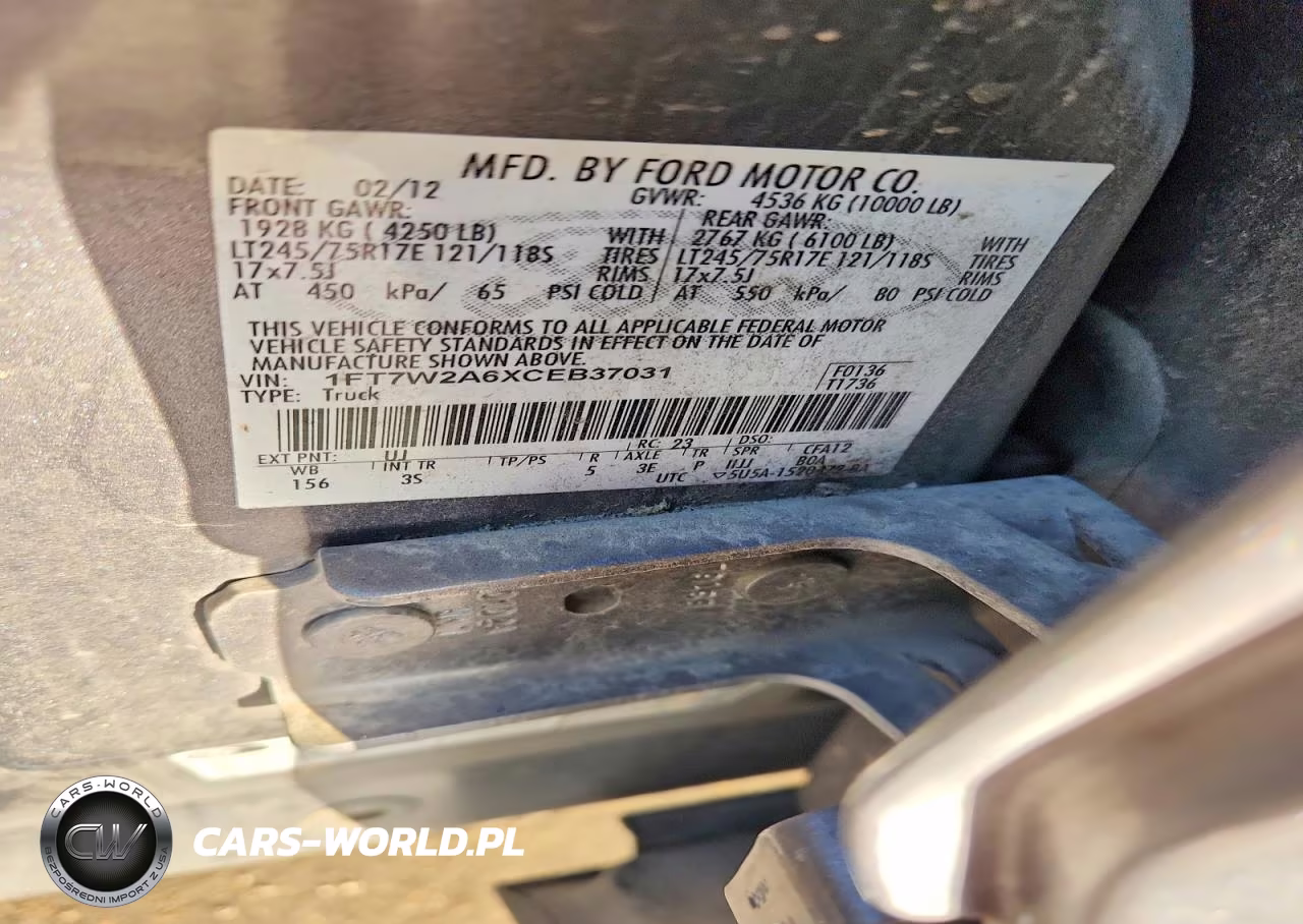2012 Ford F250 Super Duty VIN:1FT7W2A6XCEB37031 - 12