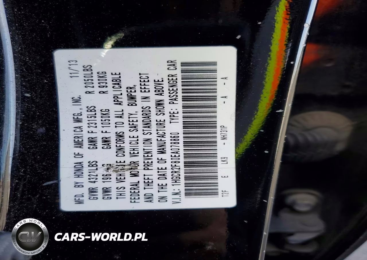 2014 Honda Accord Exl VIN:1HGCR2F80EA078860 - 12