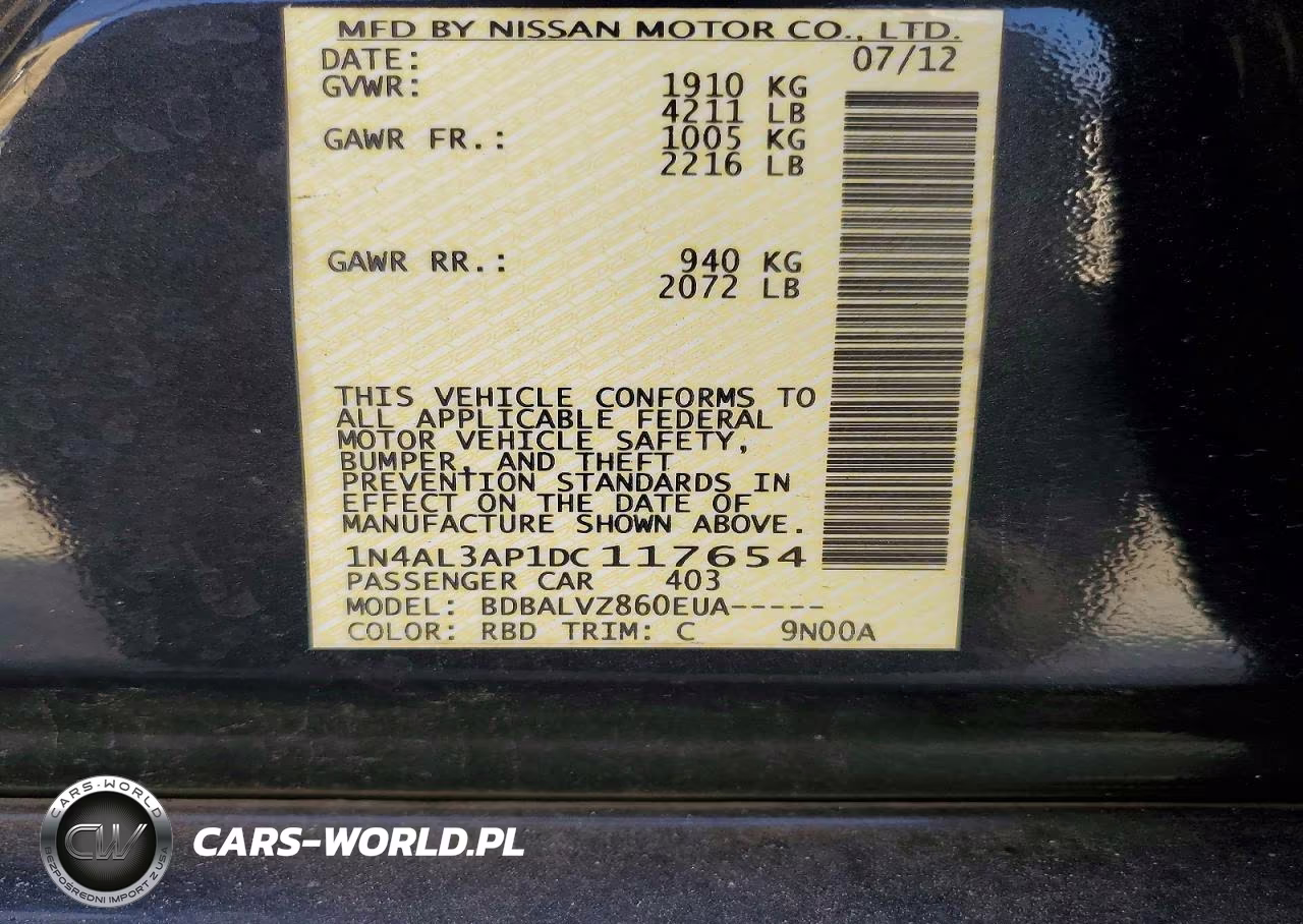 2013 Nissan Altima 2.5 VIN:1N4AL3AP1DC117654 - 12