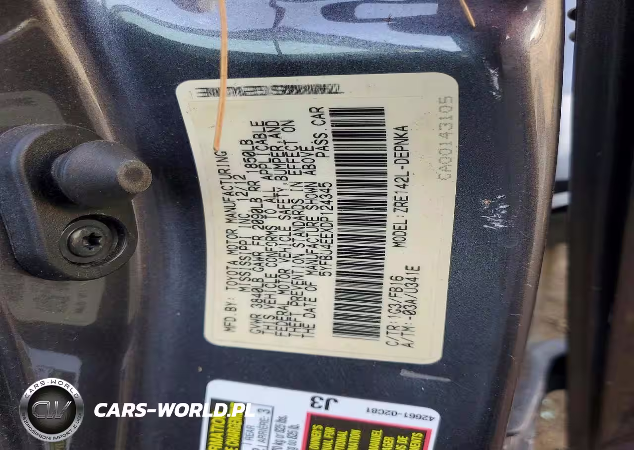 2013 Toyota Corolla Le VIN:5YFBU4EEXDP124345 - 12