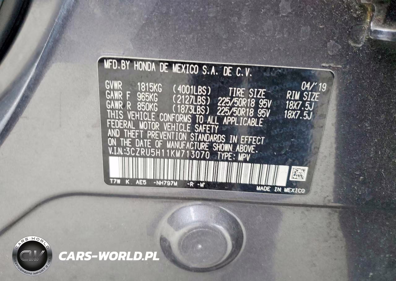 2019 Honda Hr-V Sport VIN:3CZRU5H11KM713070 - 13