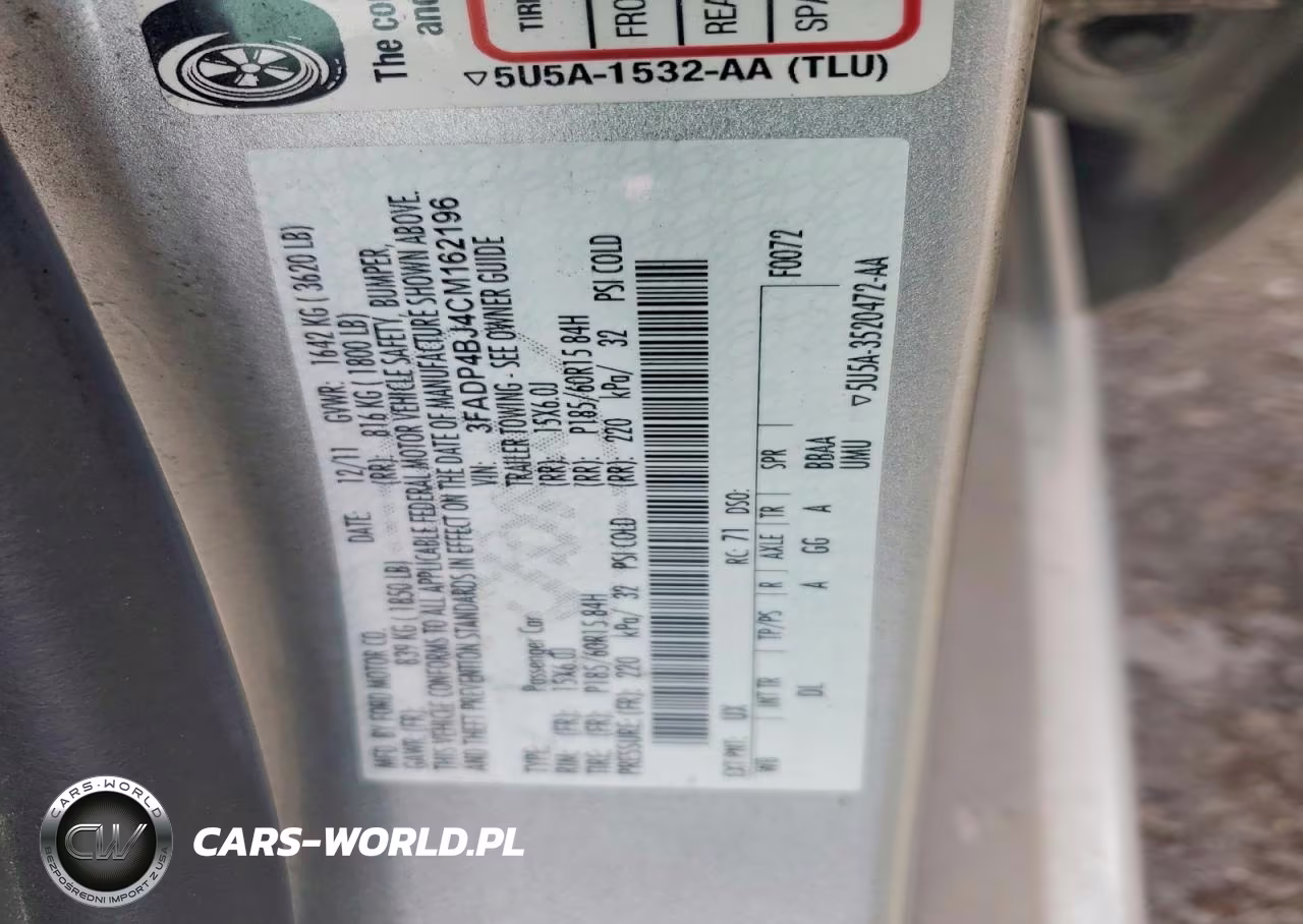2012 Ford Fiesta Se VIN:3FADP4BJ4CM162196 - 12