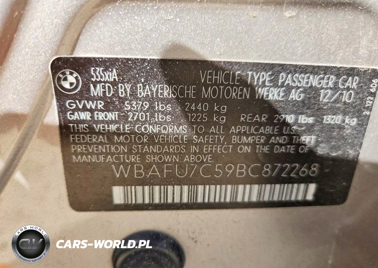 2011 BMW 535 Xi VIN:WBAFU7C59BC872268 - 12