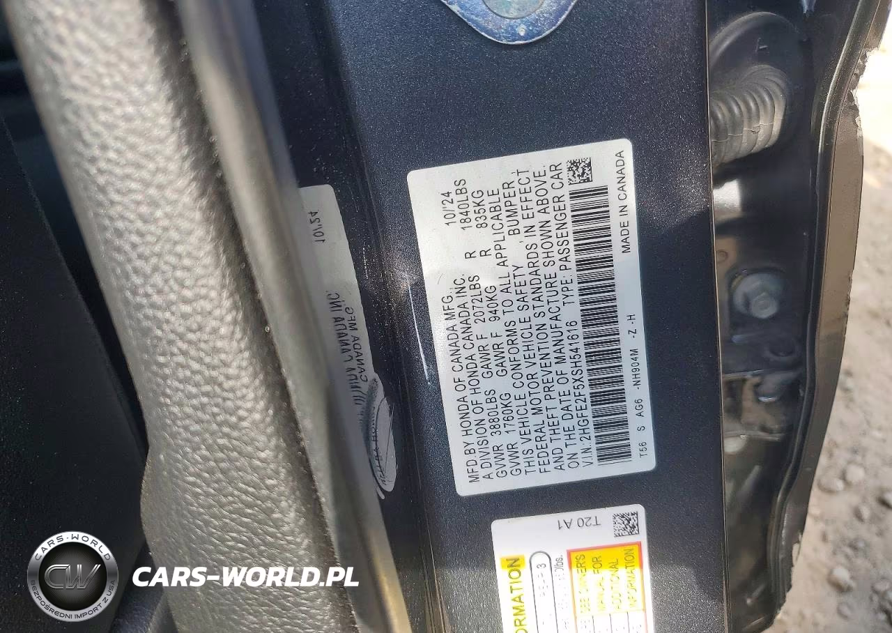 2025 Honda Civic Sport VIN:2HGFE2F5XSH541616 - 12