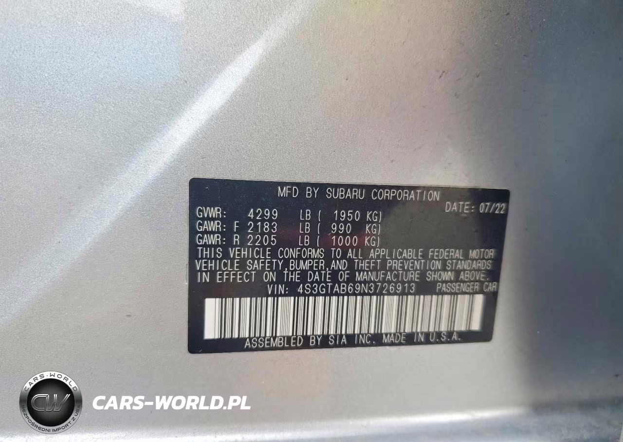2022 Subaru Impreza VIN:4S3GTAB69N3726913 - 12
