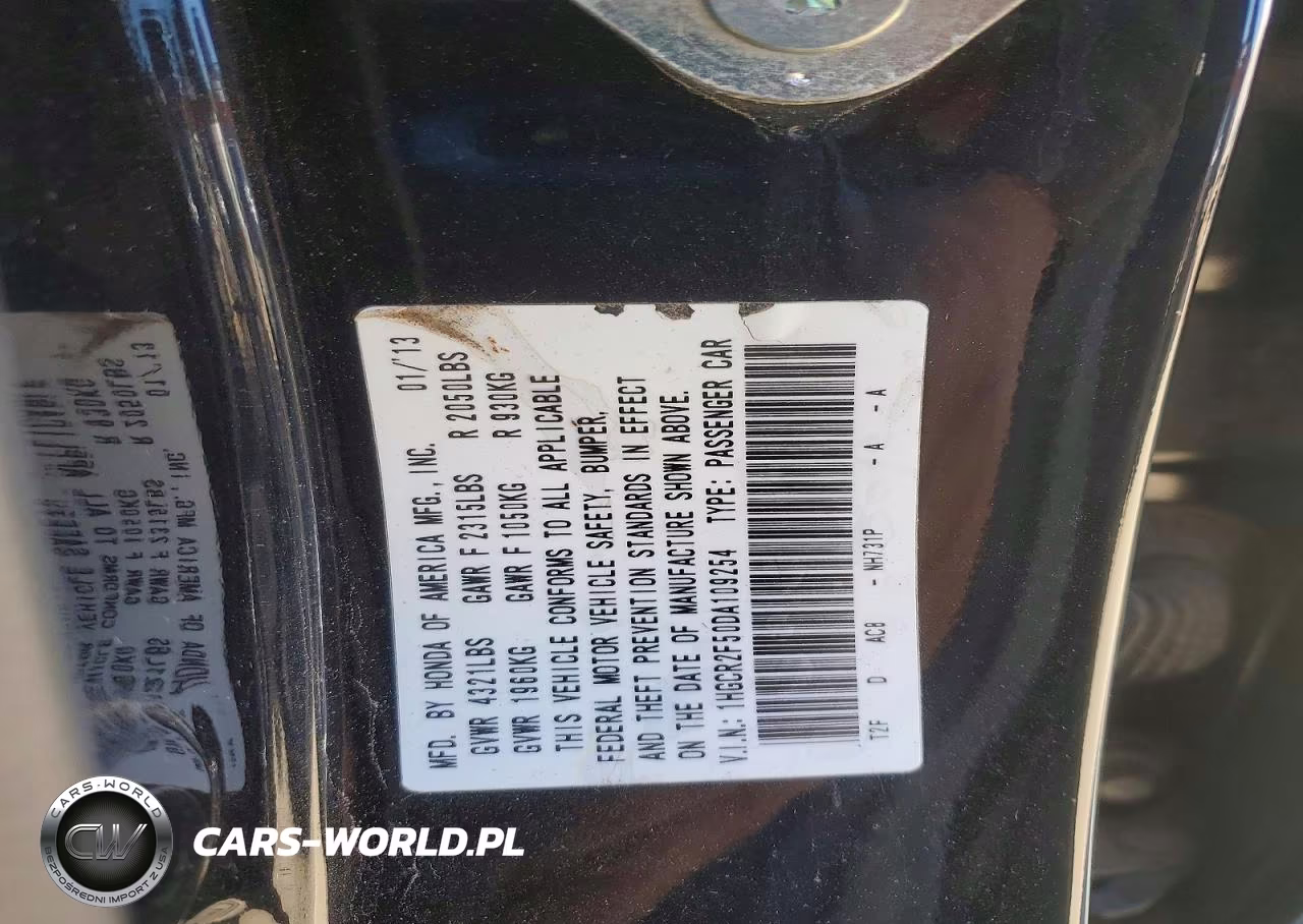 2013 Honda Accord Sport VIN:1HGCR2F50DA109254 - 12