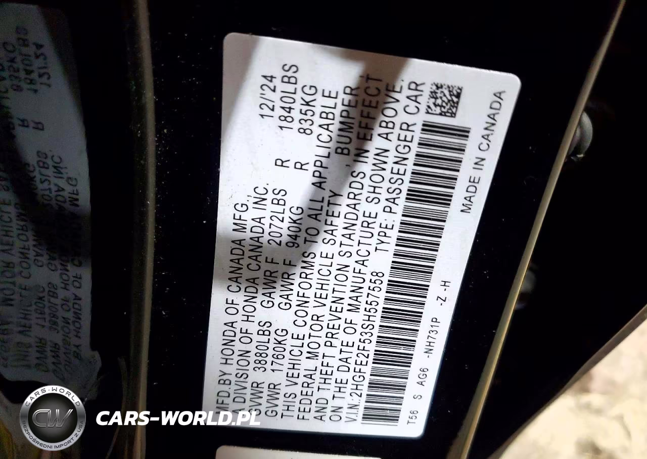 2025 Honda Civic Sport VIN:2HGFE2F53SH557558 - 13