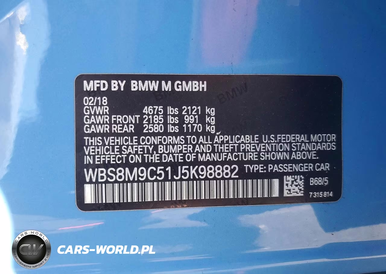 2018 BMW M3 VIN:WBS8M9C51J5K98882 - 12