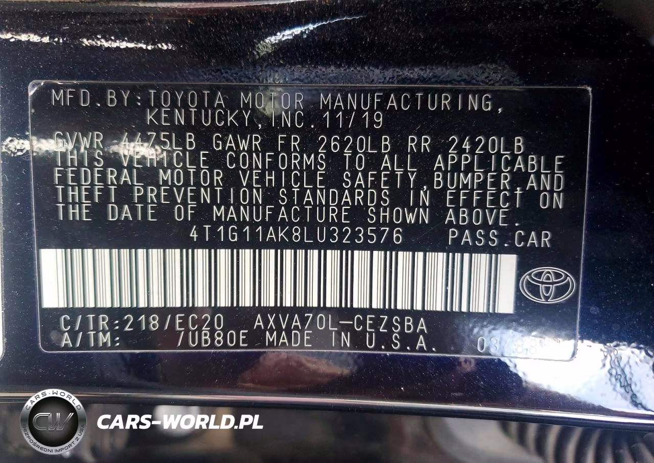 2020 Toyota Camry Se VIN:4T1G11AK8LU323576 - 13
