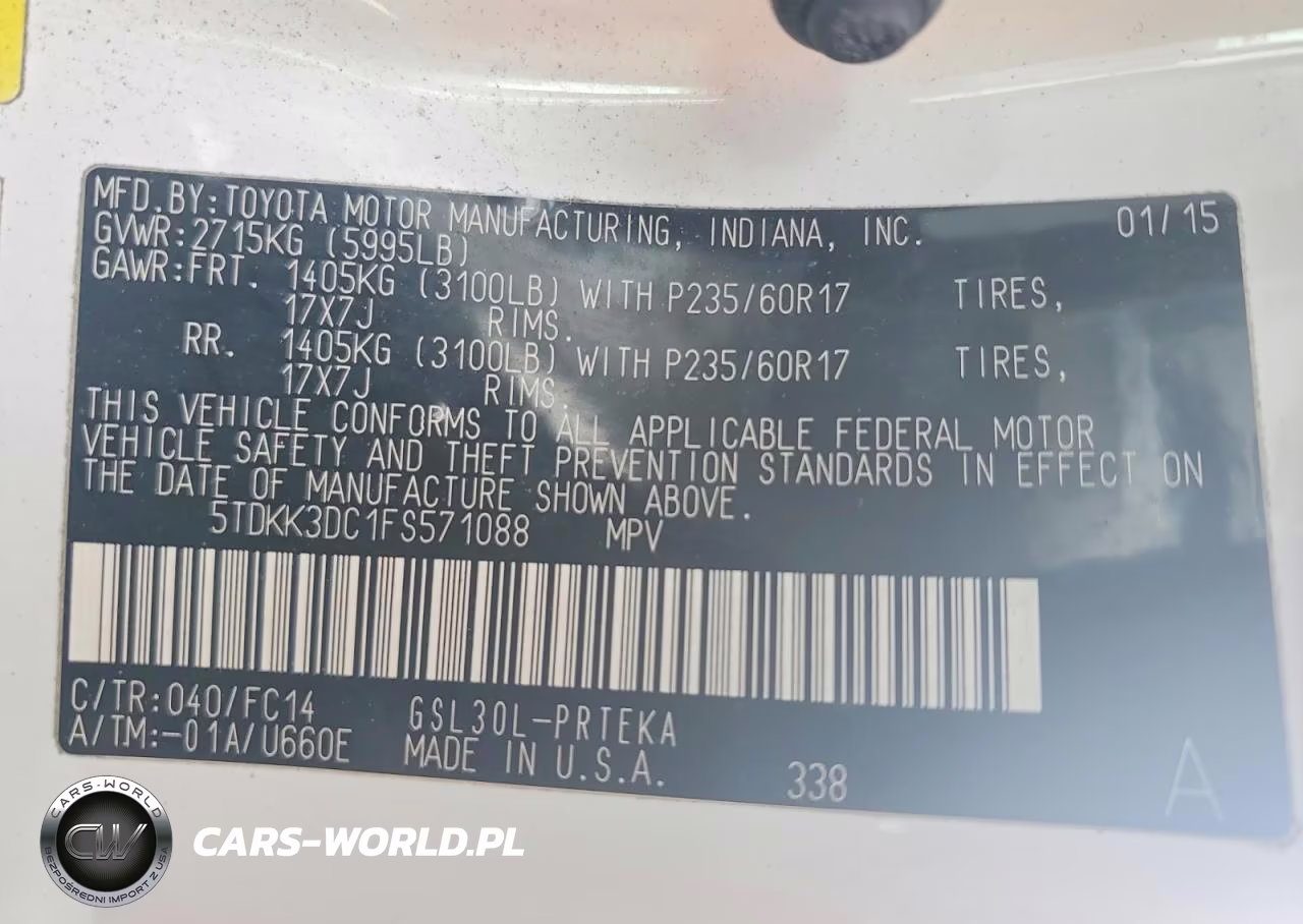 2015 Toyota Sienna Le 8-Passenger VIN:5TDKK3DC1FS571088 - 13