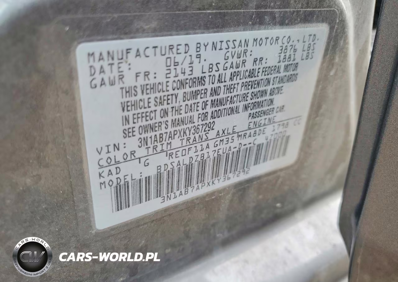 2019 Nissan Sentra S VIN:3N1AB7APXKY367292 - 12