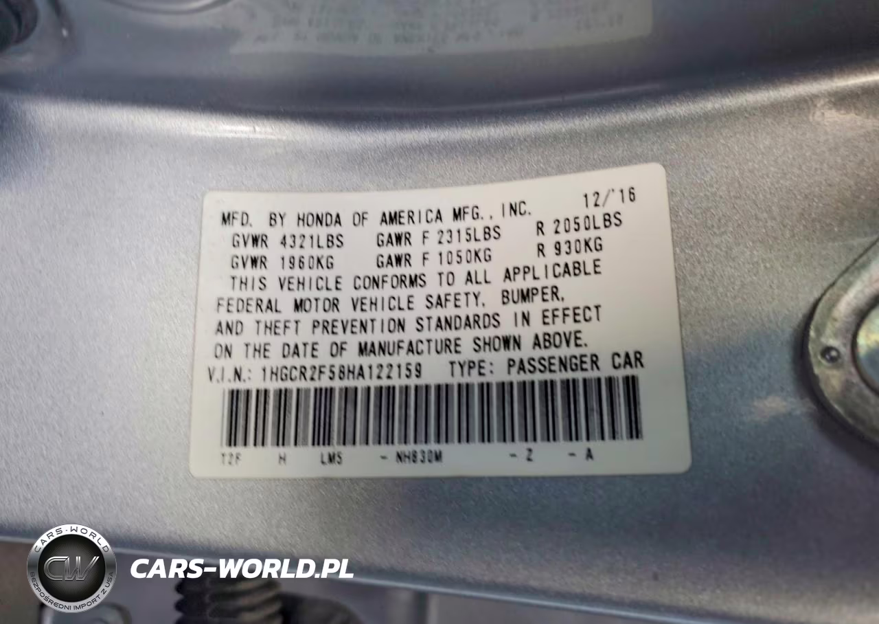 2017 Honda Accord Sport VIN:1HGCR2F58HA122159 - 12