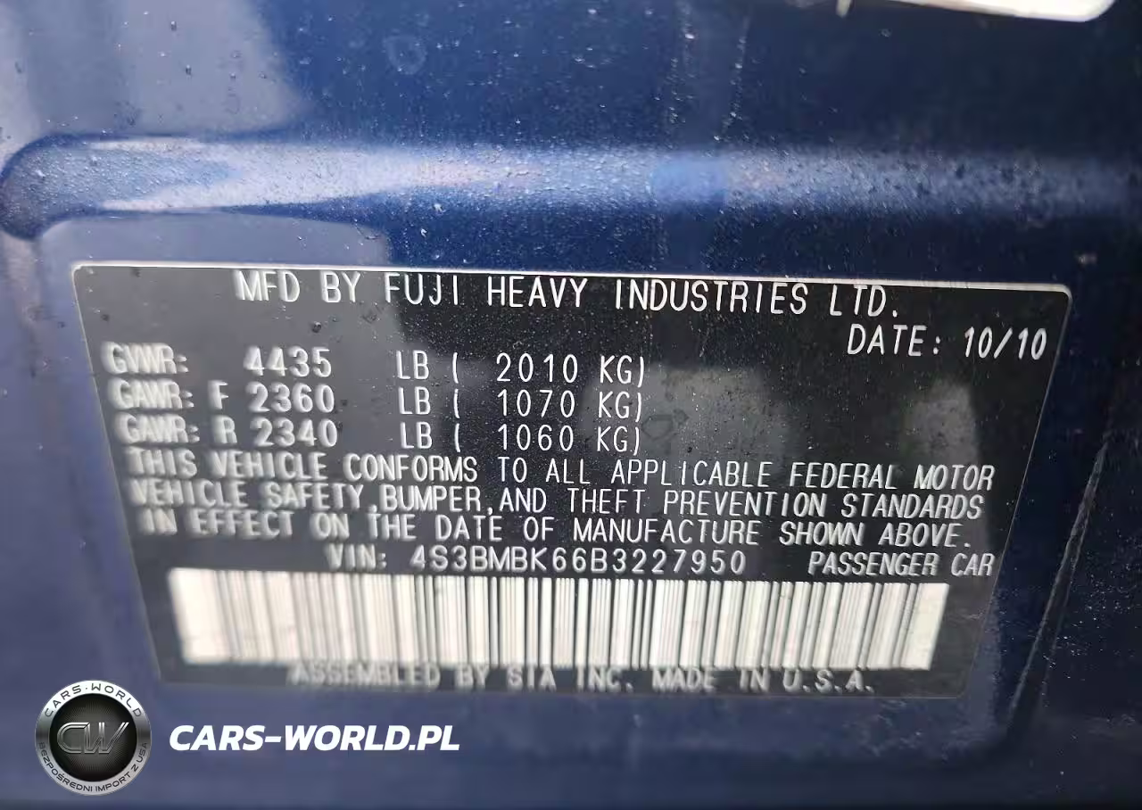 2011 Subaru Legacy 2.5I Limited VIN:4S3BMBK66B3227950 - 12