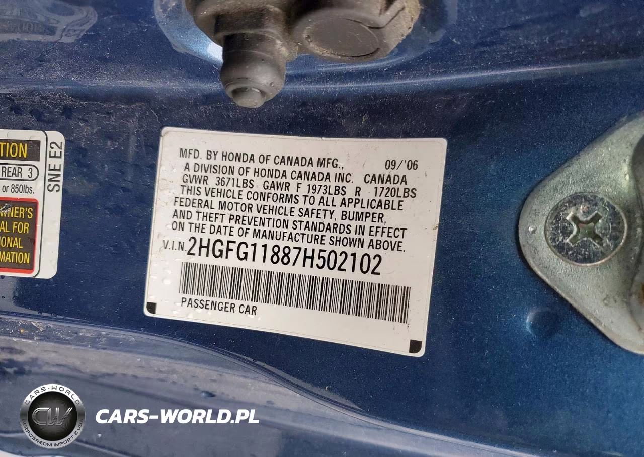 2007 Honda Civic Ex VIN:2HGFG11887H502102 - 12