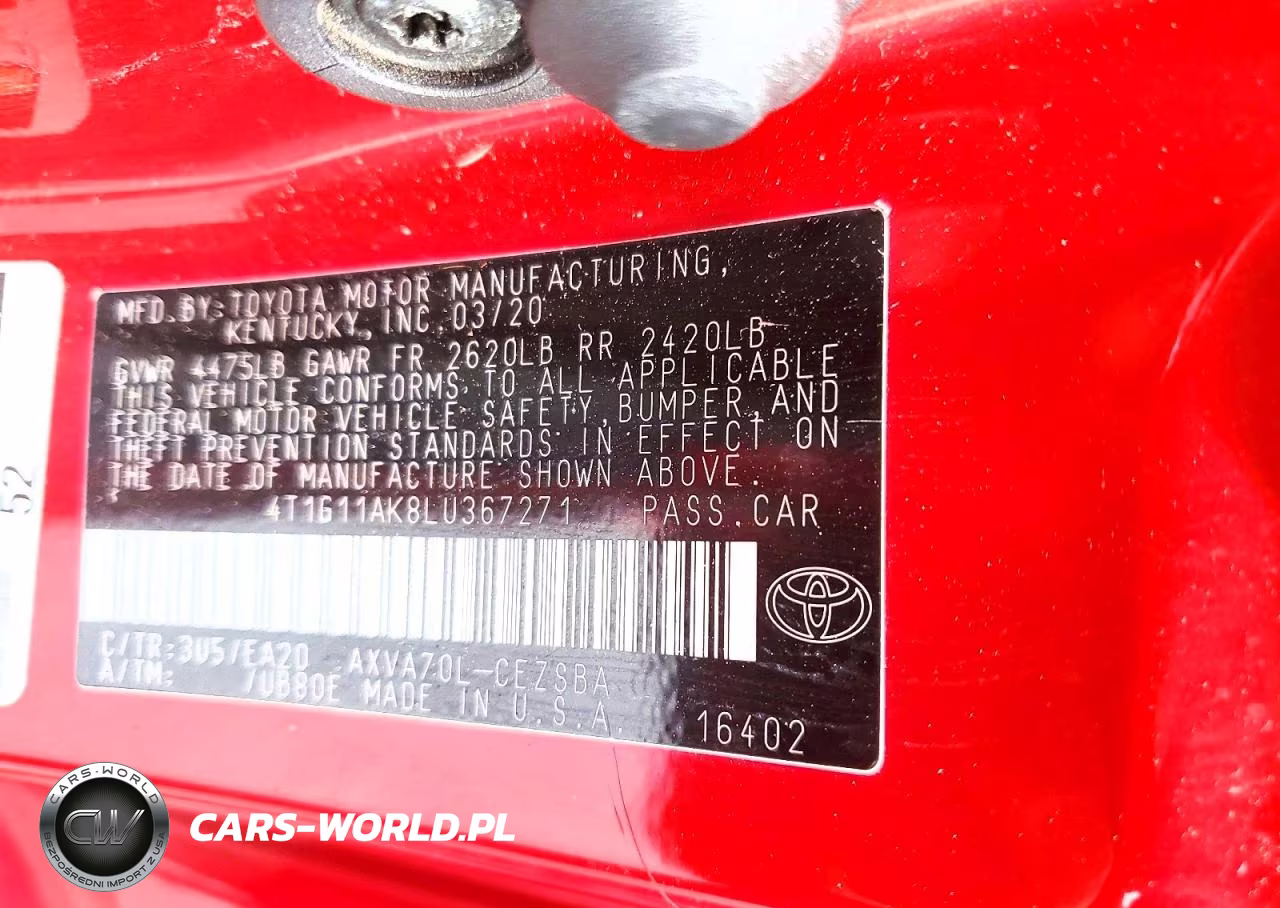 2020 Toyota Camry Se VIN:4T1G11AK8LU367271 - 13