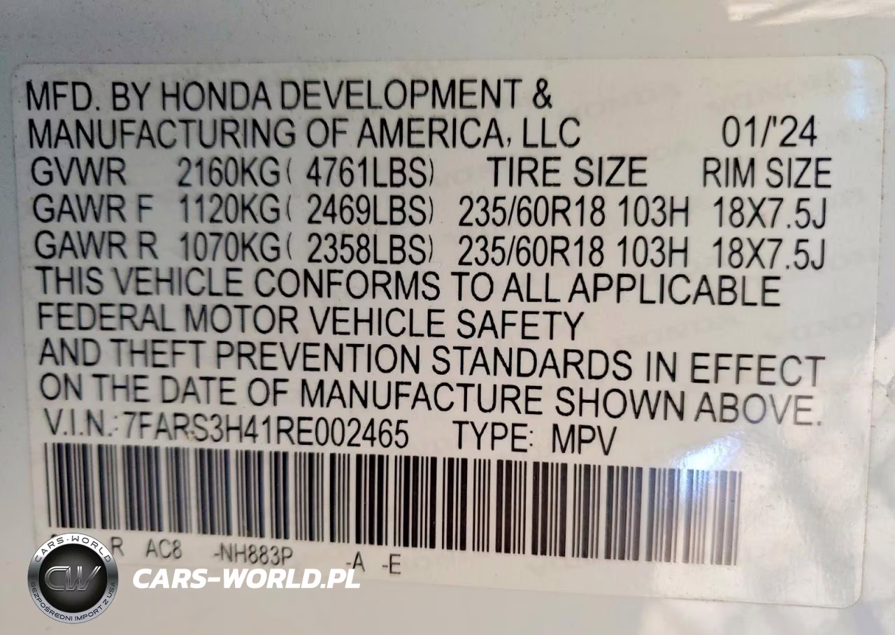 2024 Honda Cr-V Ex VIN:7FARS3H41RE002465 - 12