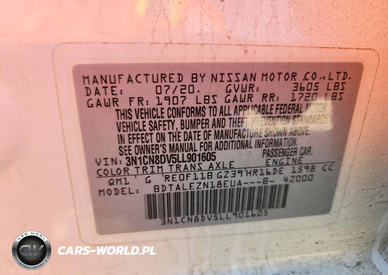 2020 Nissan Versa S VIN:3N1CN8DV5LL901605 - 12
