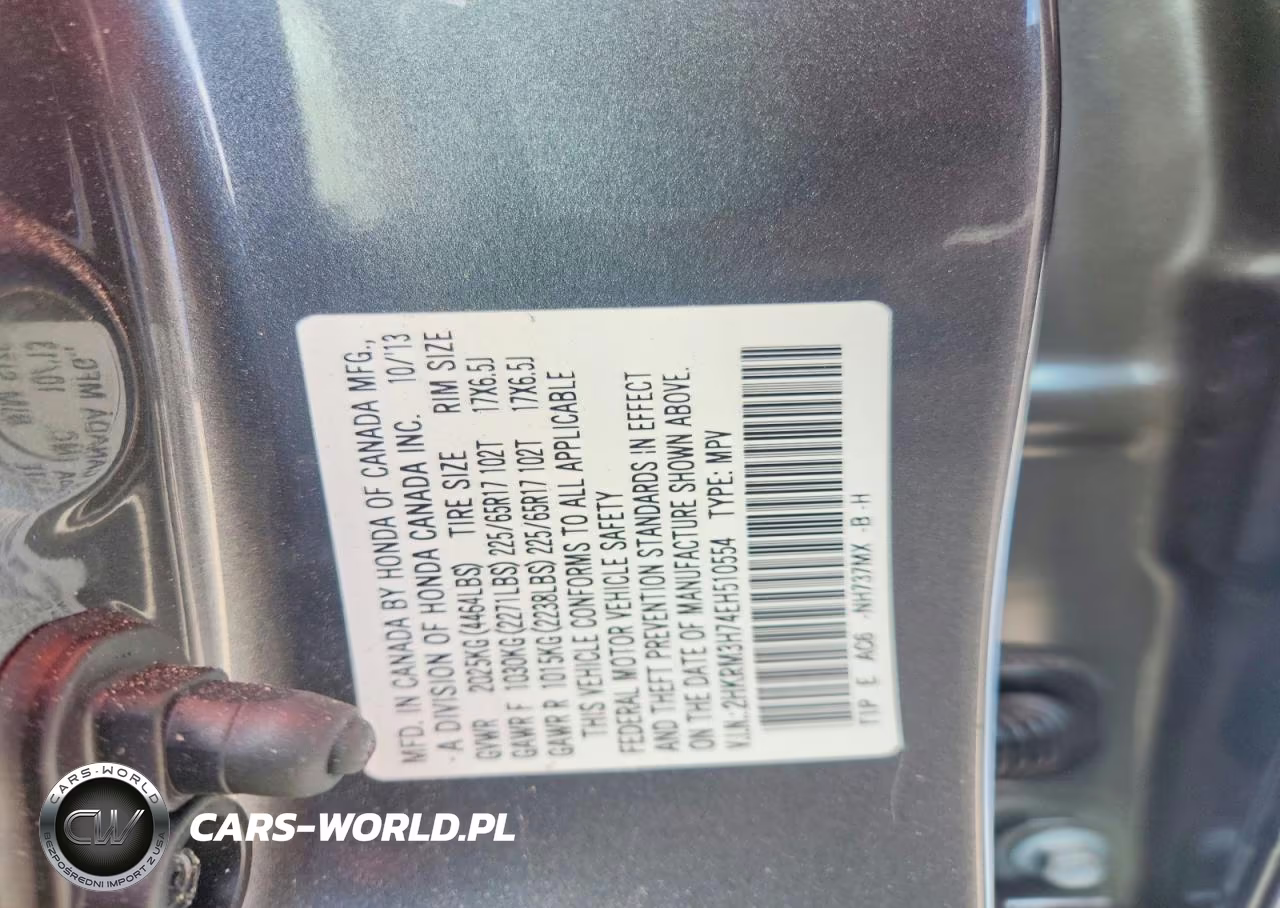 2014 Honda Cr-V Exl VIN:2HKRM3H74EH510554 - 13