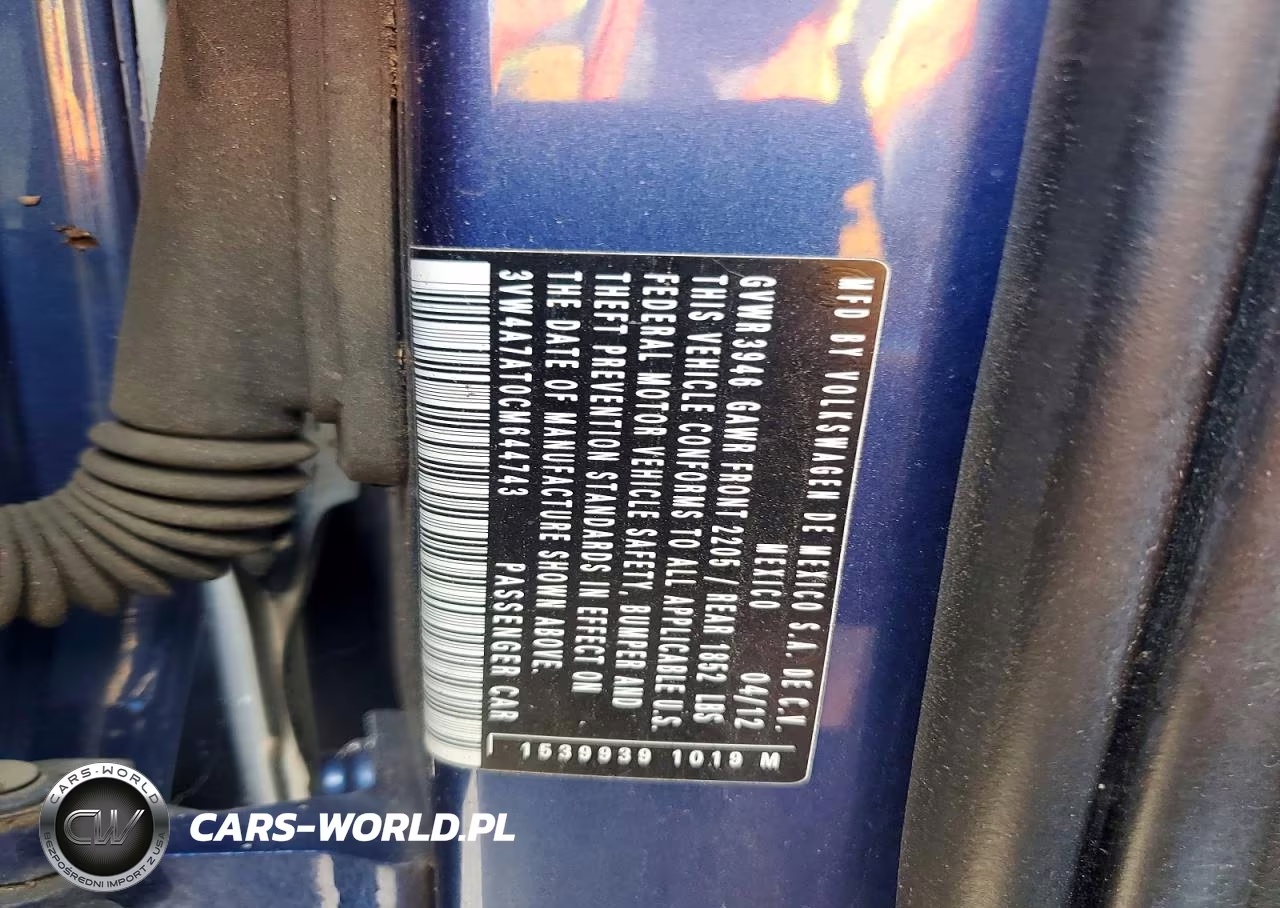 2012 Volkswagen Beetle Turbo VIN:3VW4A7AT0CM644743 - 12