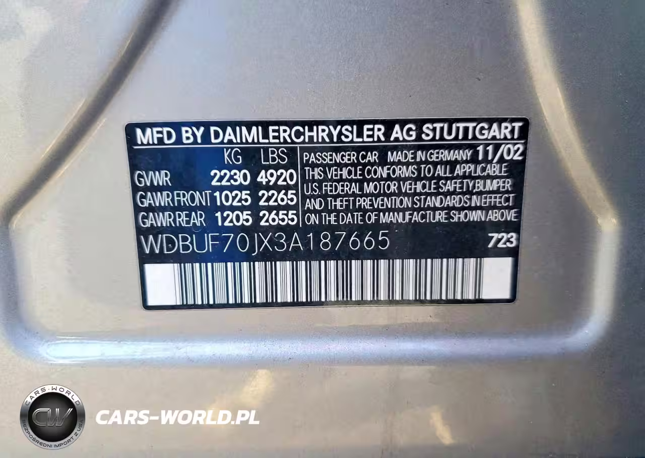 2003 Mercedes-Benz Sl-Class VIN:WDBUF70JX3A187665 - 12
