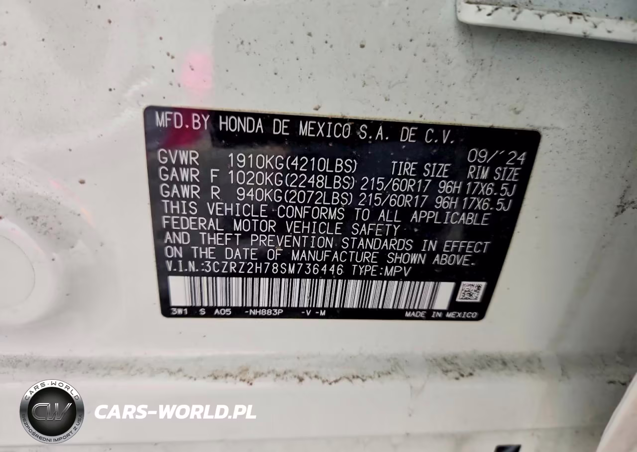 2025 Honda Hr-V Exl VIN:3CZRZ2H78SM736446 - 12