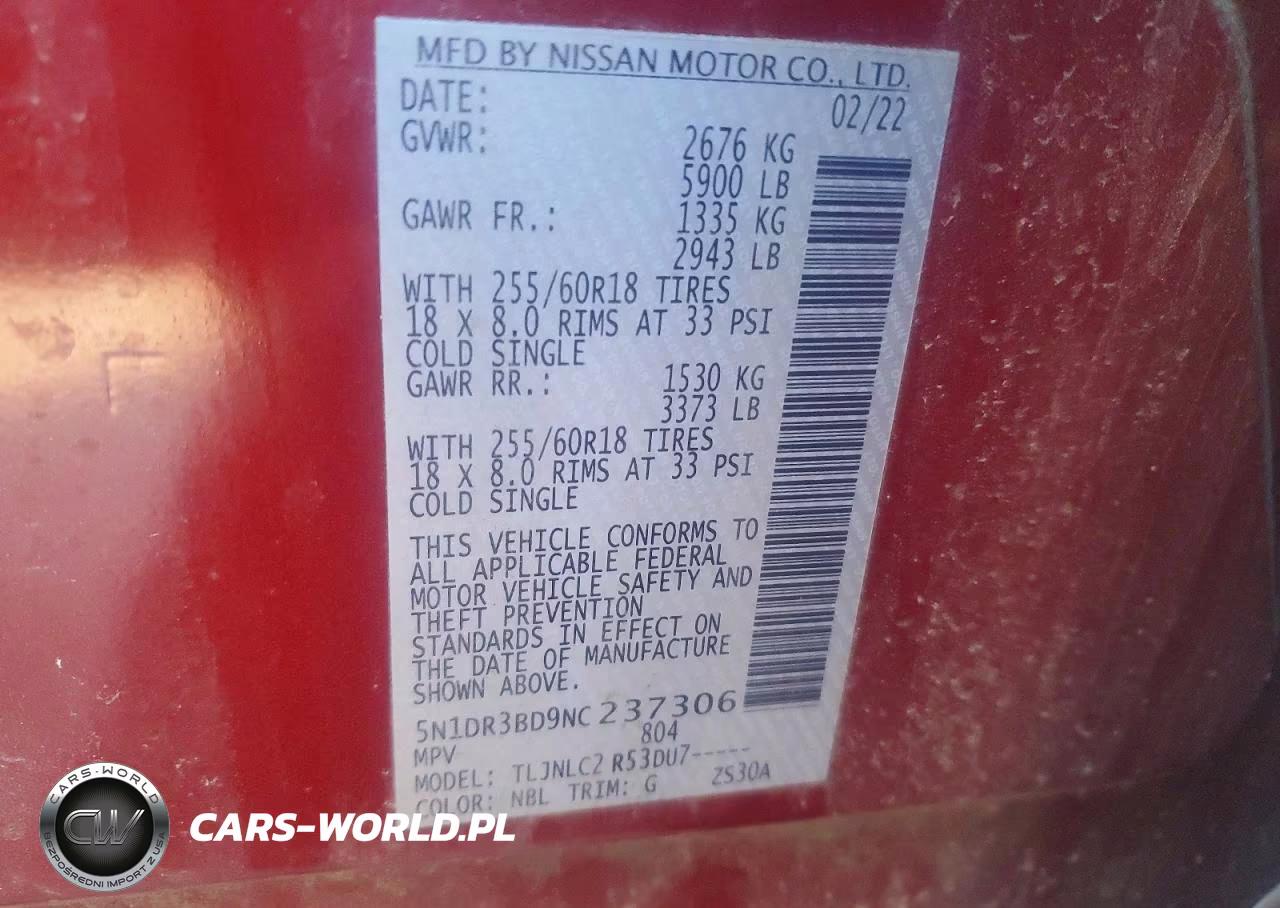 2022 Nissan Pathfinder Sv VIN:5N1DR3BD9NC237306 - 12