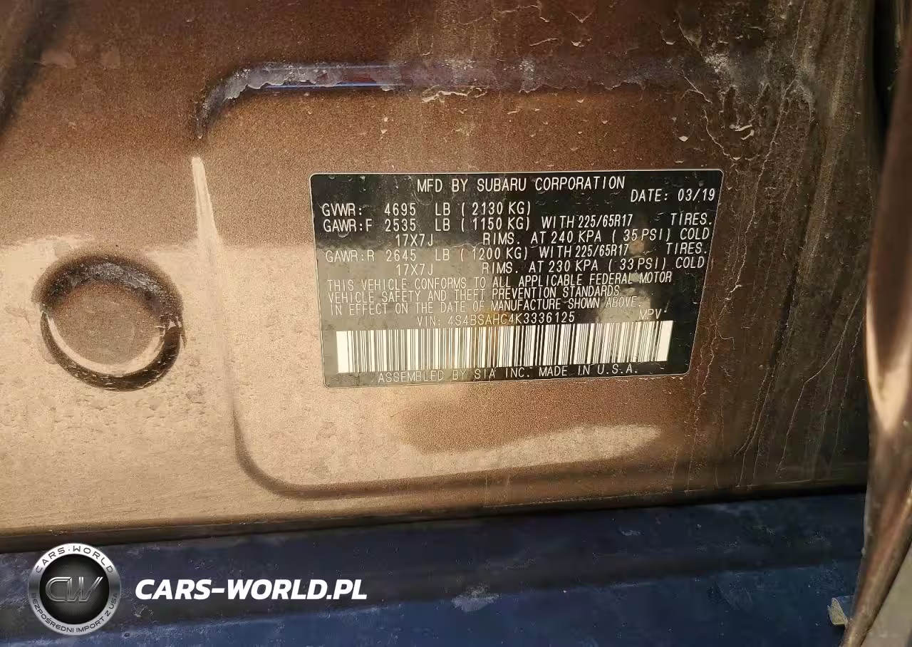 2019 Subaru Outback 2.5I Premium VIN:4S4BSAHC4K3336125 - 12