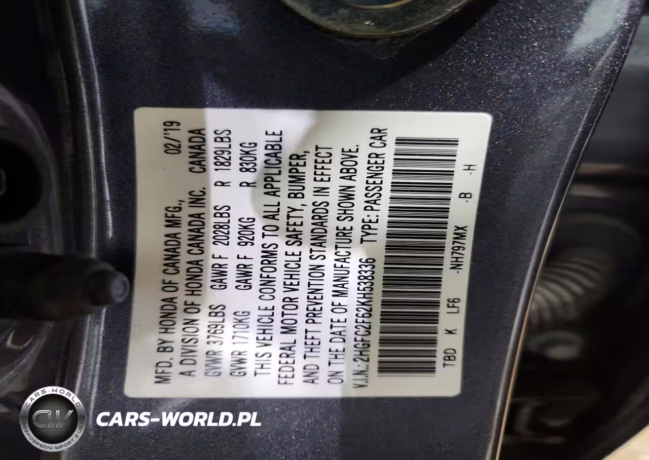 2019 Honda Civic Lx VIN:2HGFC2F62KH538336 - 13