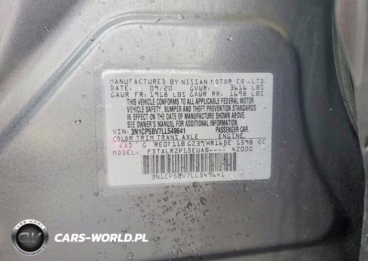 2020 Nissan Kicks S VIN:3N1CP5BV7LL549641 - 13