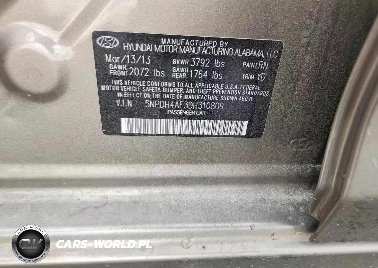 2013 Hyun Elantra Gls VIN:5NPDH4AE3DH310809 - 13