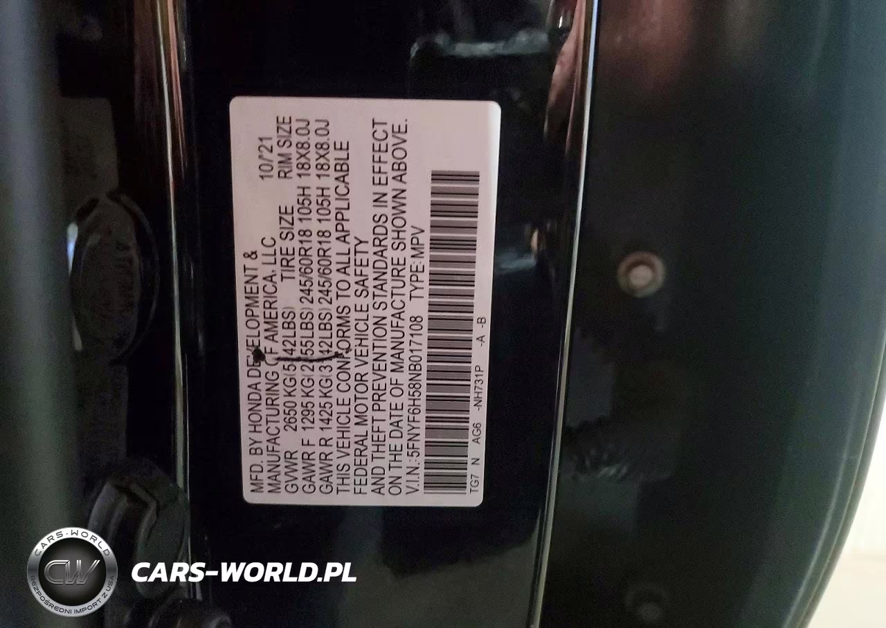 2022 Honda Pilot Exl VIN:5FNYF6H58NB017108 - 13