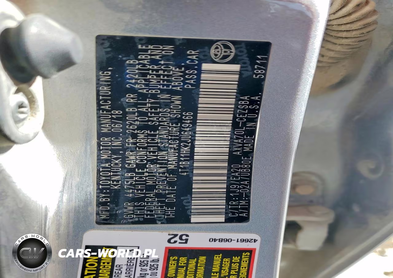 2018 Toyota Camry L VIN:4T1B11HK2JU649466 - 12