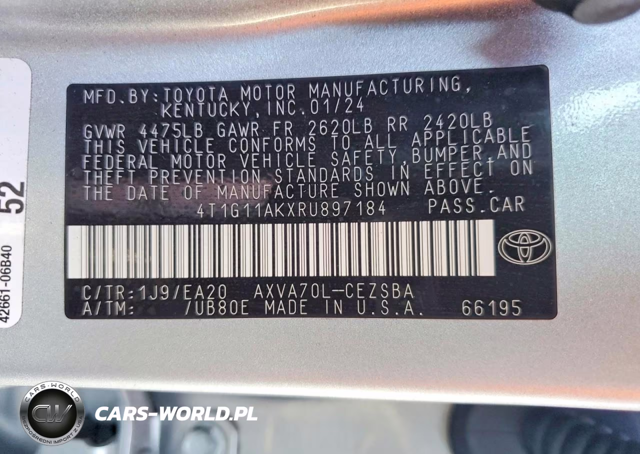 2024 Toyota Camry Se VIN:4T1G11AKXRU897184 - 12