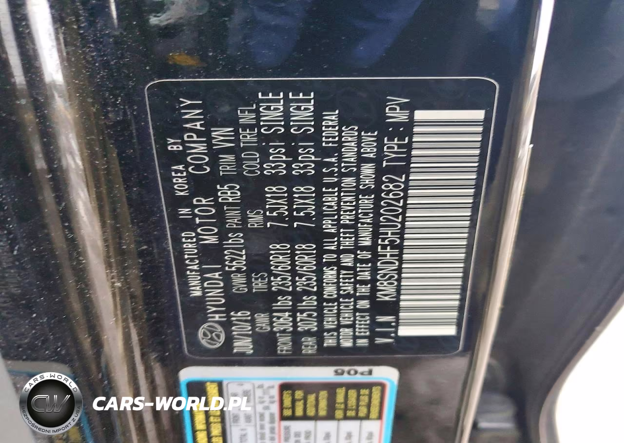 2017 Hyundai Santa Fe Se VIN:KM8SNDHF5HU202682 - 13