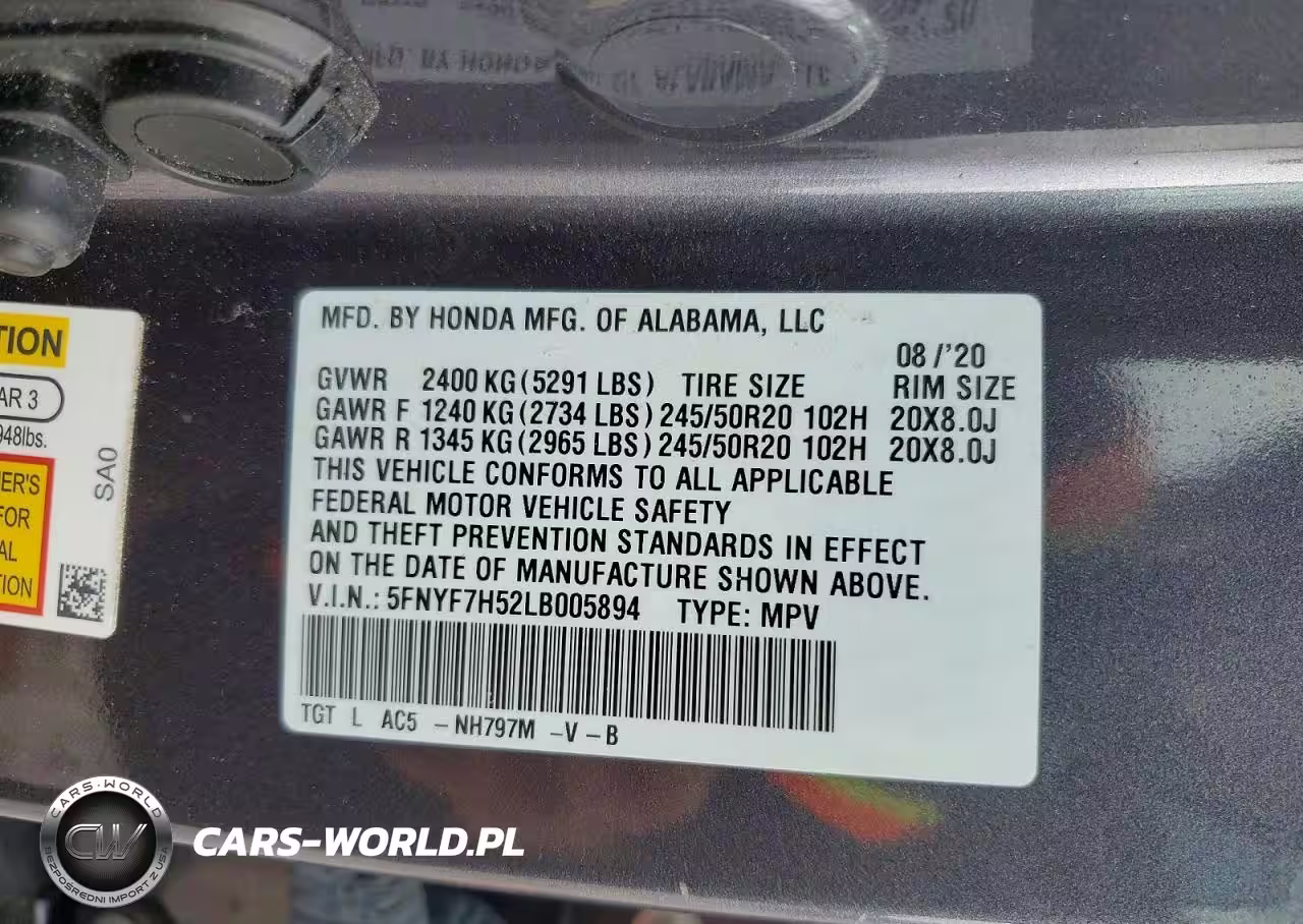 2020 Honda Passport Exl VIN:5FNYF7H52LB005894 - 13