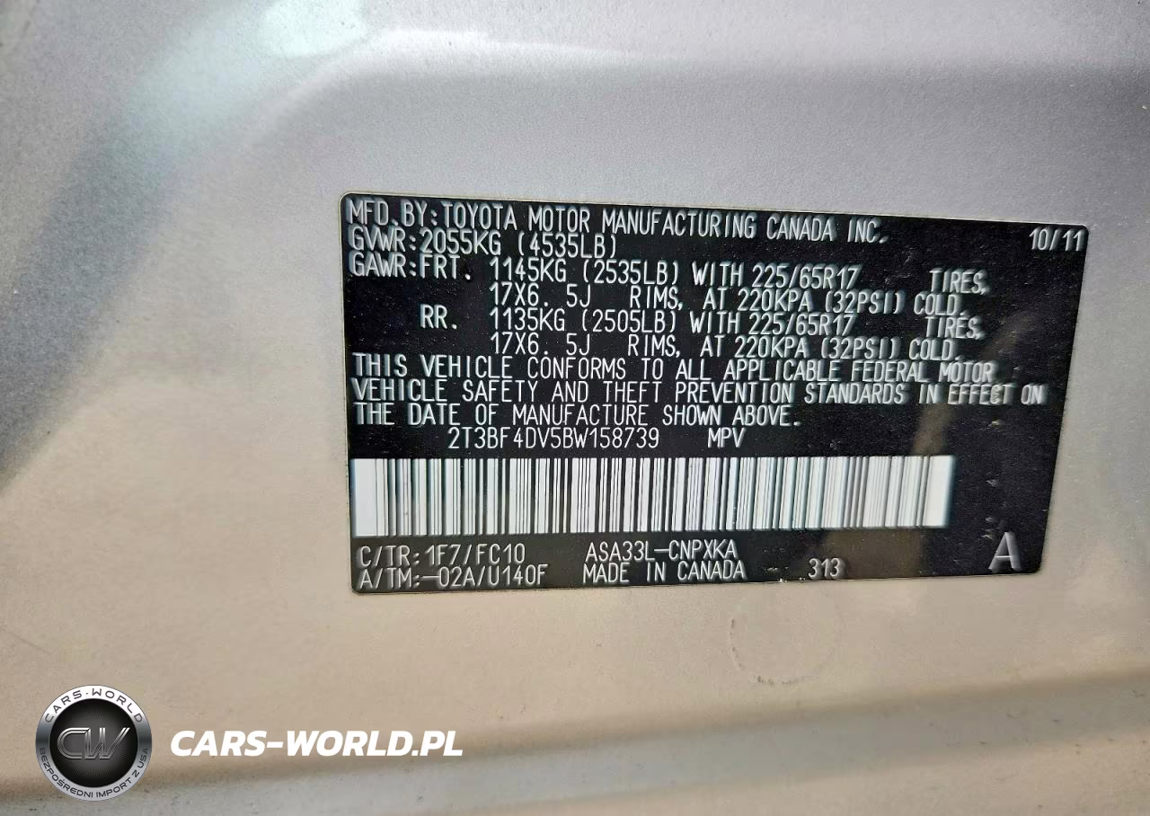 2011 Toyota Rav4 Base VIN:2T3BF4DV5BW158739 - 13