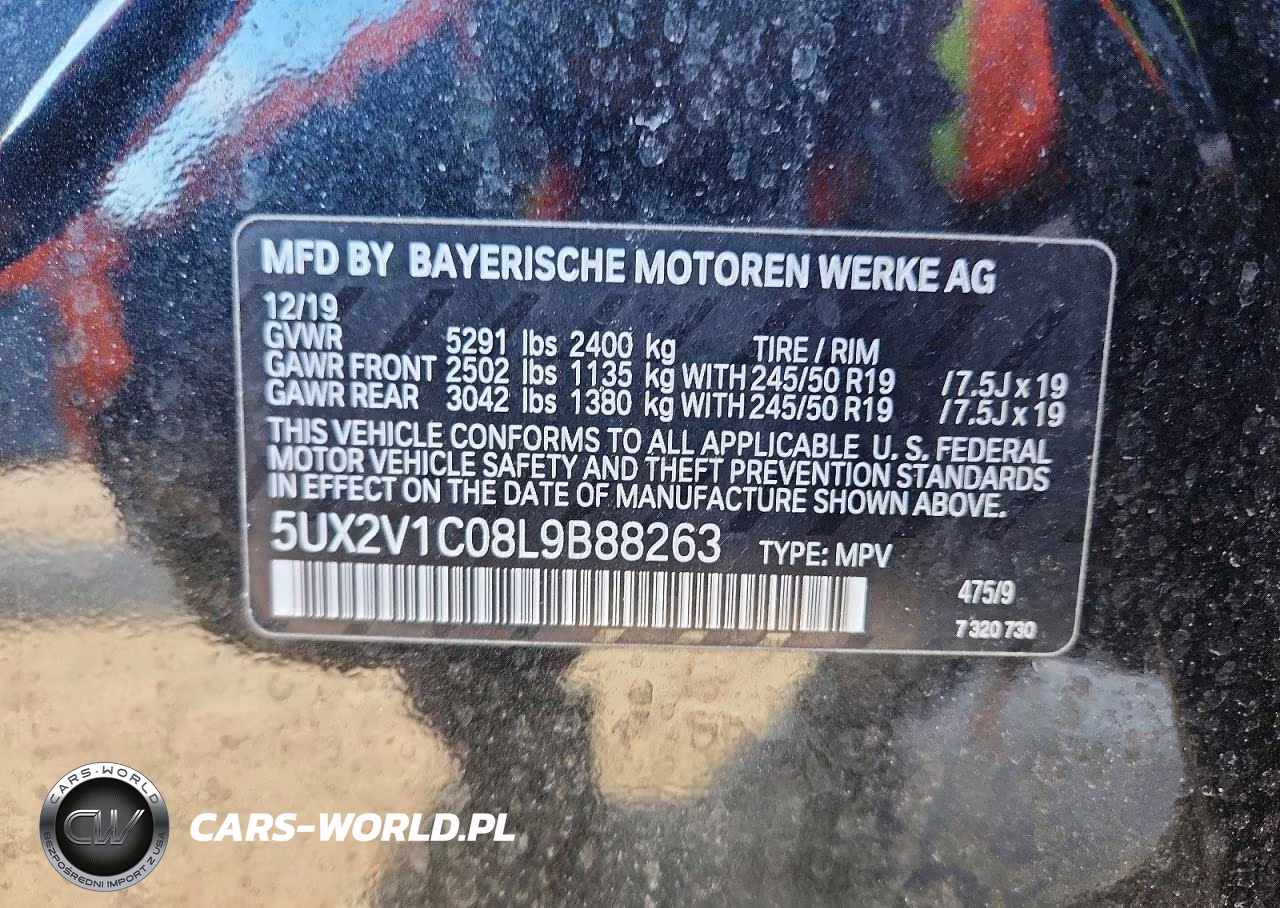 2020 BMW X4 xDrive30I VIN:5UX2V1C08L9B88263 - 13