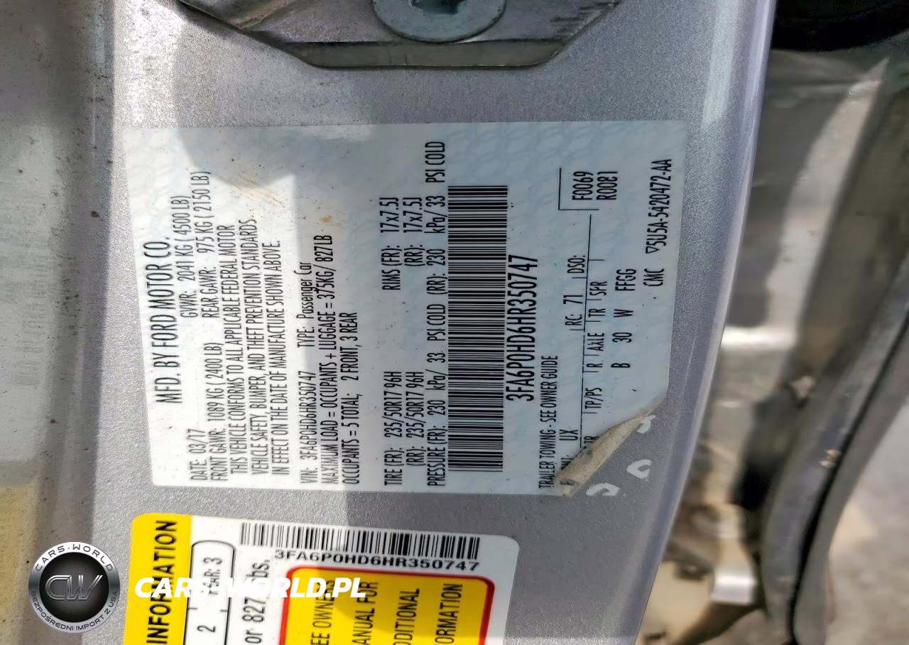 2017 Ford Fusion Se VIN:3FA6P0HD6HR350747 - 12